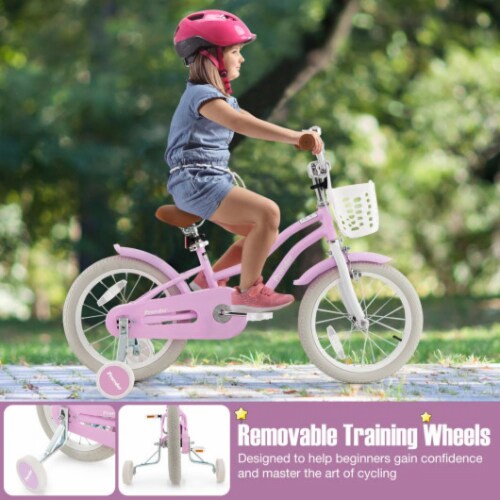 Hivvago 16 Inch Kids Bike with Front Handbrake and 2 Training Wheels Purple 16 Inch Pick n Save