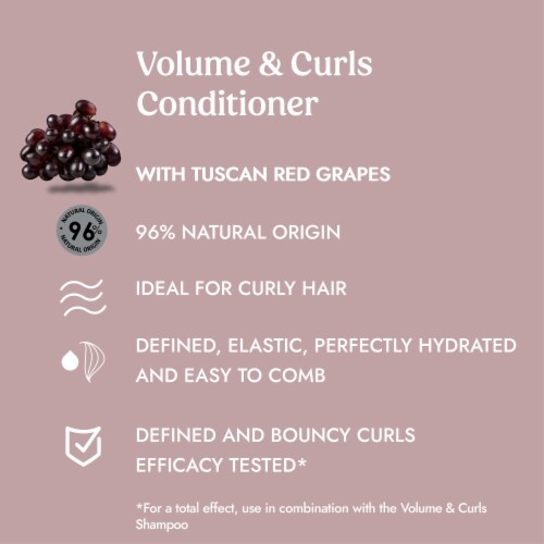 Itinera Volume & Curls Conditioner with Tuscan Red Grapes for Defined and Bouncy Curls Perspective: right