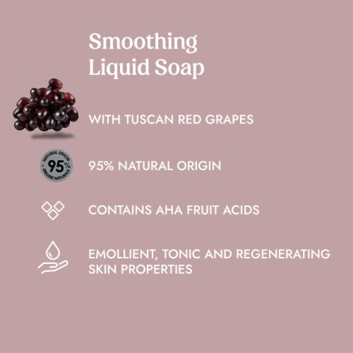 Itinera Smoothing Liquid Soap with Tuscan Red Grapes including Aloe Vera and Glycerine Perspective: right