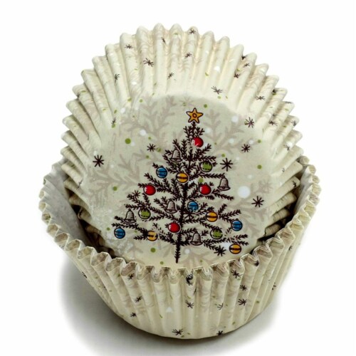 100X Holiday Cupcake Liners Christmas Tree Cake Muffin Baking Cups Party Dessert Perspective: right