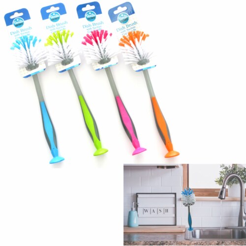 4 PC Scrub Brush Standing Suction Cup Sink Scrubber Dish Kitchen Gadgets Washing Perspective: right