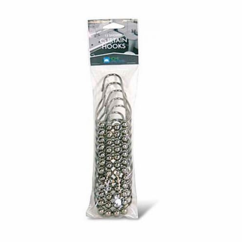12 Shower Curtain Hooks Rings Stainless Steel Roller Glide Balls Metal Clip Rod Perspective: right