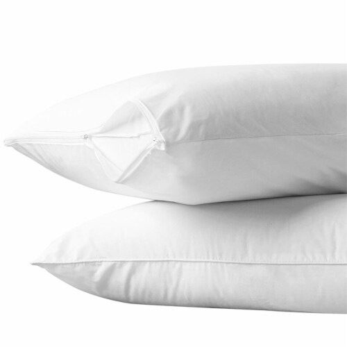 4PC Bedding Waterproof Pillow Zippered Protector Premium Fabric Breathable Cover Perspective: right