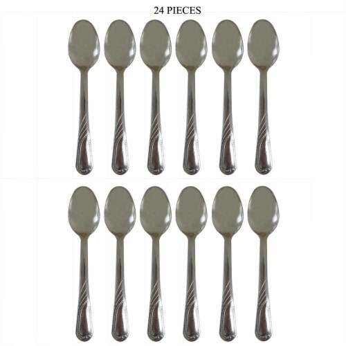 24 Pc Teaspoon Stainless Steel Coffee Tea Spoons Cutlery Silverware Set Kitchen Perspective: right