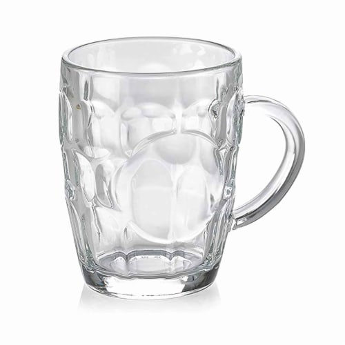 2 Pc Glass Beer Mug Pilsner Glass Cups Clear Coffee Tea Hot Cold Beverage 8.6Oz Perspective: right