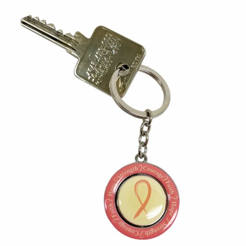 Breast Cancer Awareness Keychain Gift Holder Survivor Pink Ribbon Spinning Charm Perspective: right