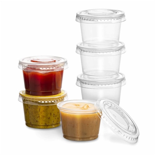 64 Ct Disposable Plastic Mini Cups Lids 2.5oz Condiments Sauce Dressing  Portion, 1 - Harris Teeter