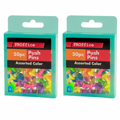 100 Pc Push Pin Thumb Tack Multi Color 7/8 Cork Board Bulletin Office Pushpin Perspective: right