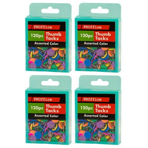 480ct Round Flat Push Pin Thumb Tacks Multicolor 3/8 Cork Board Bulletin Office Perspective: right