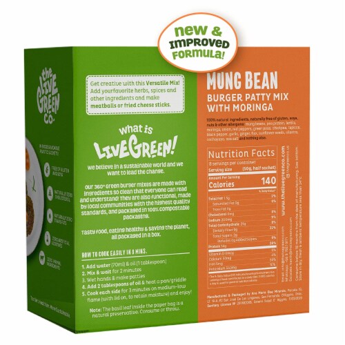The Live Green Co. Mung and Moringa Burger Patty - Plant Only Ingredients Perspective: right