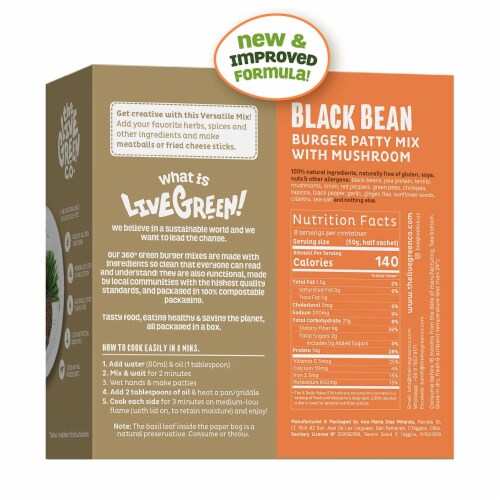 The Live Green Co. Black Bean & Mushroom Burger Patty - Plant Only Ingredients Perspective: right