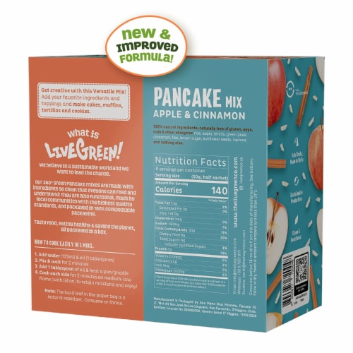 The Live Green Co. Pancake Mix Apple and Cinnamon, Plant Only Ingredients Perspective: right