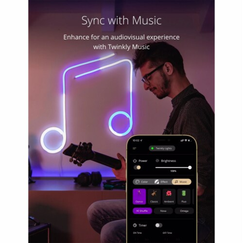 Twinkly Flex App-Controlled Flexible Light Tube RGB (16 Million Colors) 6.5 feet Perspective: right