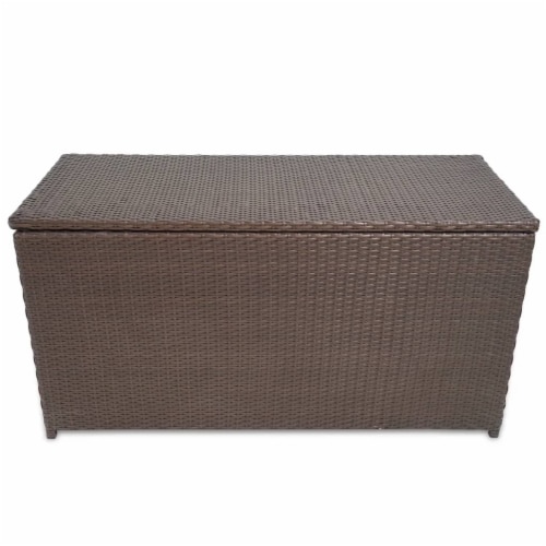 vidaXL Patio Storage Box Brown 47.2 x19.7 x23.6 Poly Rattan Perspective: right
