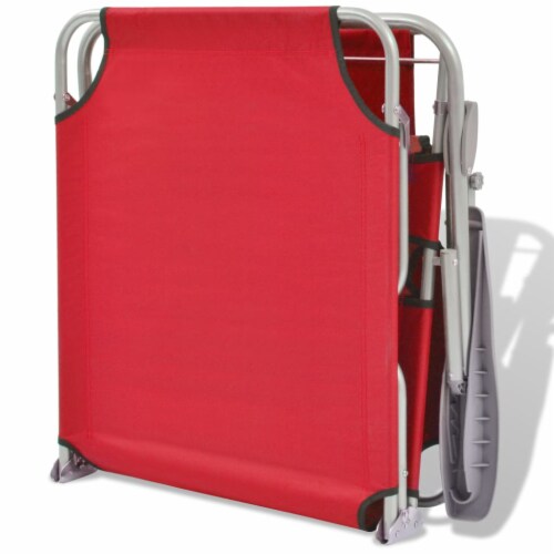 vidaXL Sun Lounger with Canopy Steel Red Perspective: right