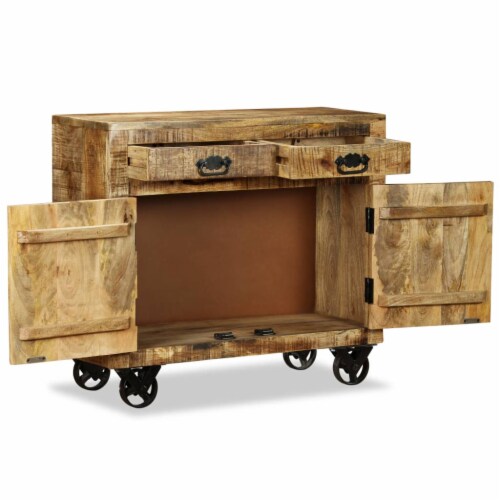 vidaXL Sideboard with 2 Drawers and 1 Cabinet Rough Mango Wood Perspective: right