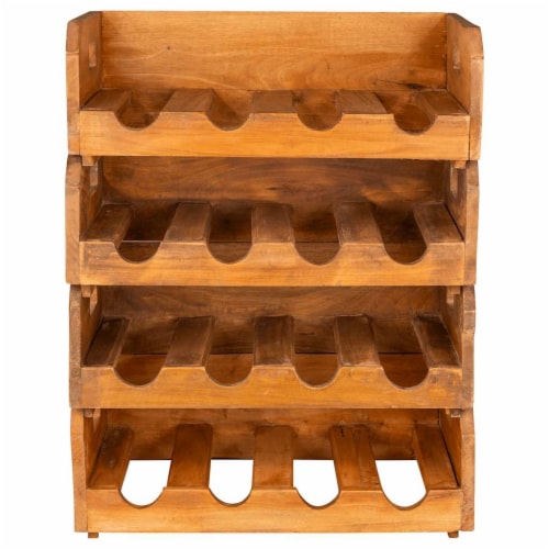 vidaXL Wine Racks 4 pcs for 16 Bottles Solid Reclaimed Wood Perspective: right