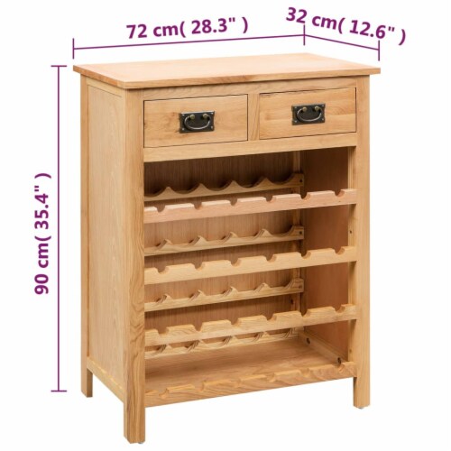 vidaXL Wine Cabinet 28.3 x12.5 x35.4 Solid Oak Wood Perspective: right