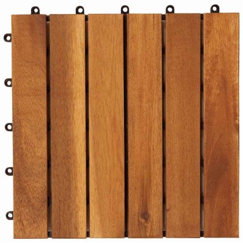 vidaxl 10 pcs Acacia Decking Tiles 11.8 x11.8 Vertical Pattern Perspective: right