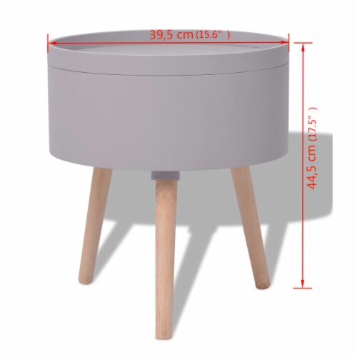 vidaXL Side Table with Serving Tray Round 15.6 x17.5 Gray Perspective: right