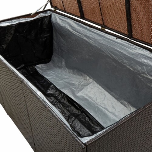 vidaXL Patio Storage Box Poly Rattan 70.9 x35.4 x27.6 Brown Perspective: right
