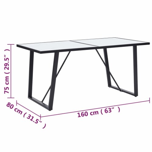 vidaXL Dining Table White 63 x31.5 x29.5 Tempered Glass Perspective: right