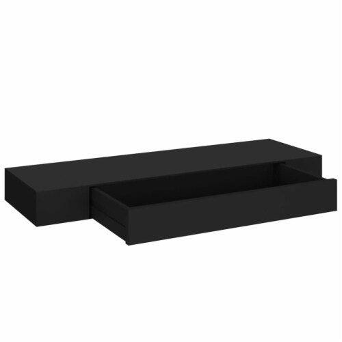 vidaXL Floating Wall Shelf with Drawer Black 31.5 x9.8 x3.1, 31.5"x9.8