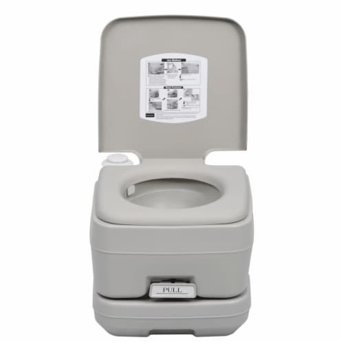 vidaXL Portable Camping Toilet Gray 2.6+2.6 gal Perspective: right