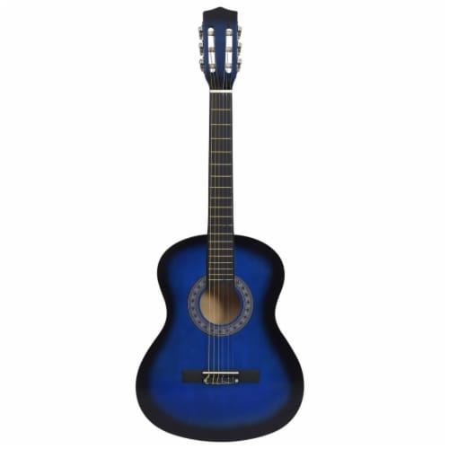 vidaXL 8 Piece Classical Guitar Kid Beginner Set Blue 3/4 36 Perspective: right