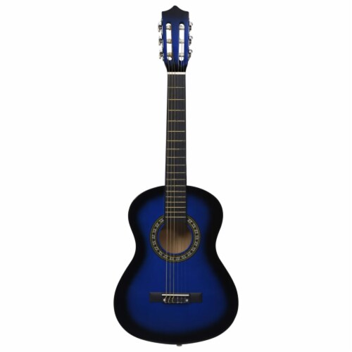 vidaXL 8 Piece Classical Guitar Beginner Set Blue 1/2 34 Perspective: right