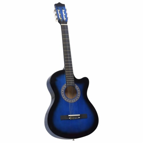 vidaXL 12 Piece Western Classical Guitar Set with 6 Strings Blue 38 Perspective: right