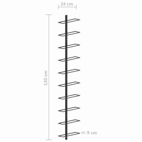 vidaXL Wall-mounted Wine Rack for 10 Bottles Black Metal Perspective: right