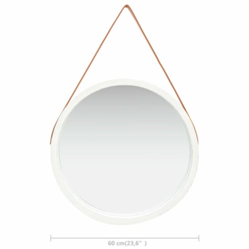 vidaXL Wall Mirror with Strap 23.6 White Perspective: right
