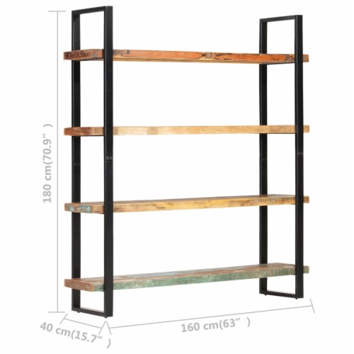 vidaXL 4-Tier Bookcase 63 x15.7 x70.9  Solid Reclaimed Wood Perspective: right