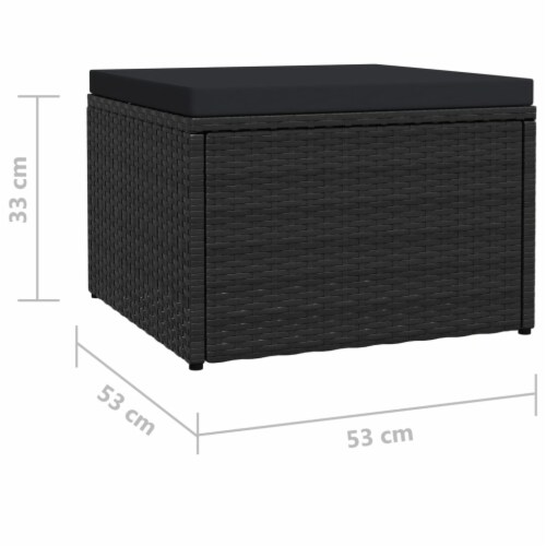 Vidaxl Garden Footstool With Cushion Black Poly Rattan Perspective: right