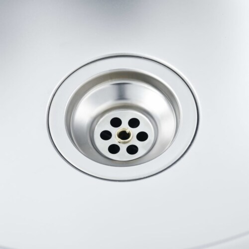 vidaXL 17.3-inch Kitchen Sink with Strainer Top-Mount Sink Single Bowl Silver Perspective: right