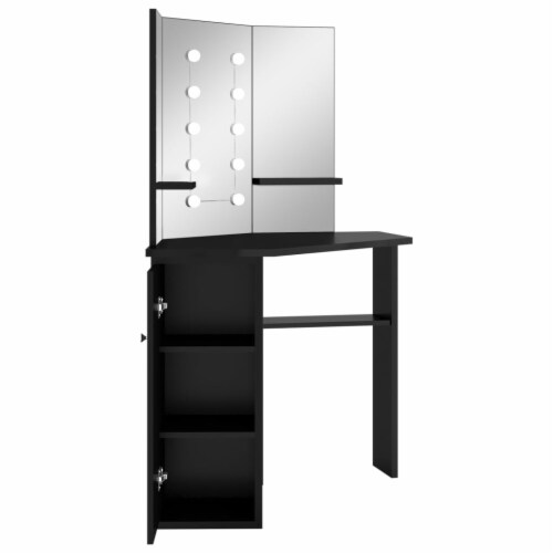 vidaXL Corner Dressing Table with LED Black 43.7 x21.3 x55.7 Perspective: right