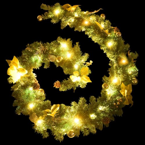vidaXL Christmas Garland with LED Lights Green 106.3 PVC Perspective: right