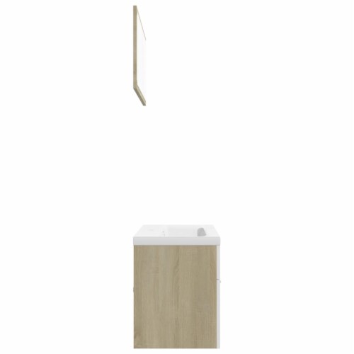 vidaXL Bathroom Furniture Set White and Sonoma Oak Engineered Wood Perspective: right