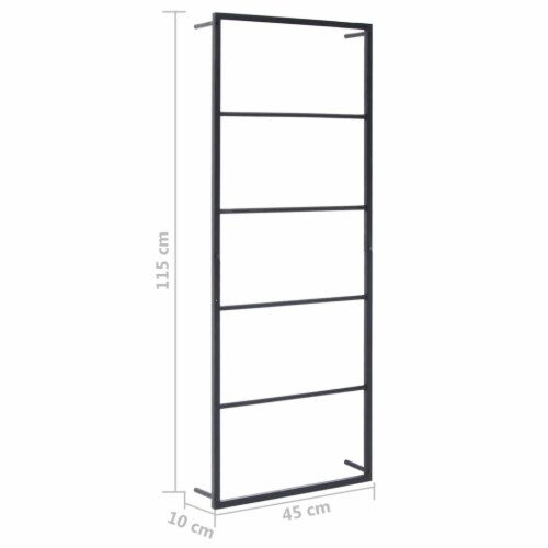 vidaXL Towel Rack Black 17.7 x3.9 x45.3 Steel Perspective: right