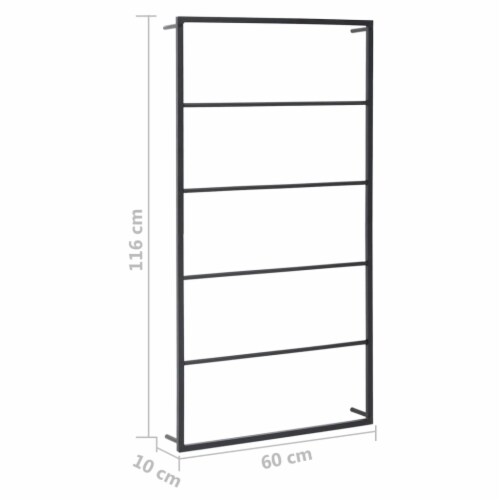 vidaXL Towel Rack Black 23.6 x3.9 x45.7 Steel Perspective: right