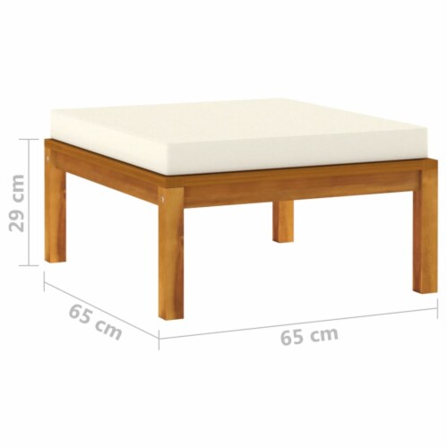 Vidaxl Footrest With Cream White Cushion Solid Acacia Wood Perspective: right
