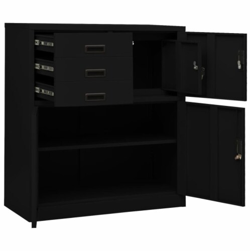 Vidaxl Office Cabinet Black 35.4 X15.7 X40.2 Steel Perspective: right