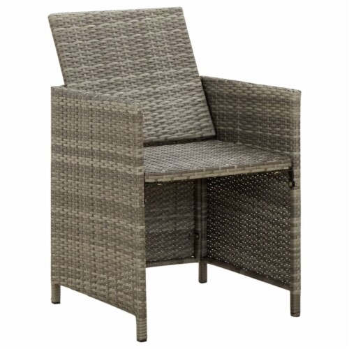 vidaXL Patio Chairs with Cushions 4 pcs Poly Rattan Gray N A