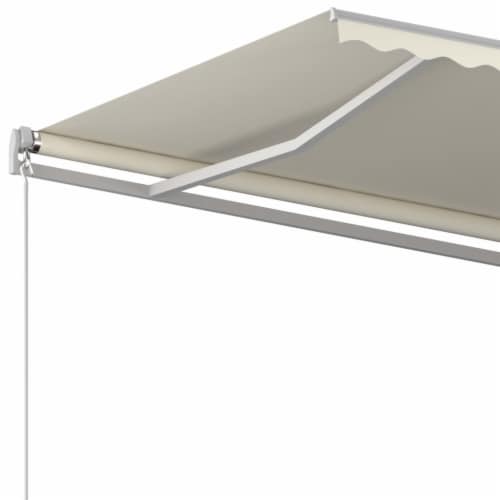 vidaXL Automatic Retractable Awning with Posts 13.1'x9.8' Cream Perspective: right