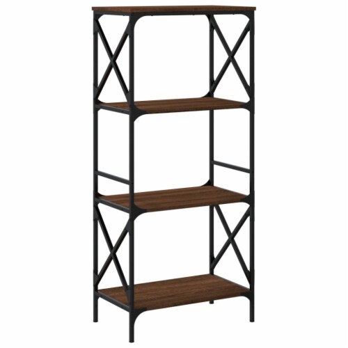 vidaXL Bookcase 4-Tier Brown Oak 23.2 x13.8 x52 Engineered Wood Perspective: right
