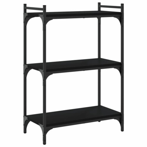 vidaXL Bookcase 3-Tier Black 23.6 x11.8 x33.9 Engineered Wood Perspective: right