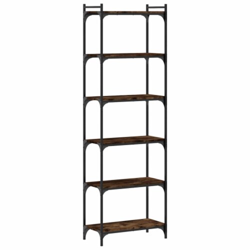 vidaXL Bookcase 6-Tier Smoked Oak 23.6 x11.8 x74 Engineered Wood Perspective: right