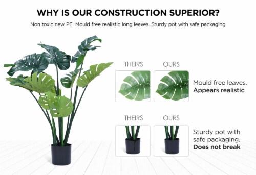 flybold Artificial Monstera Deliciosa Plant - 43  Tall, 12 Leaves, Lifelike & Natural Perspective: right