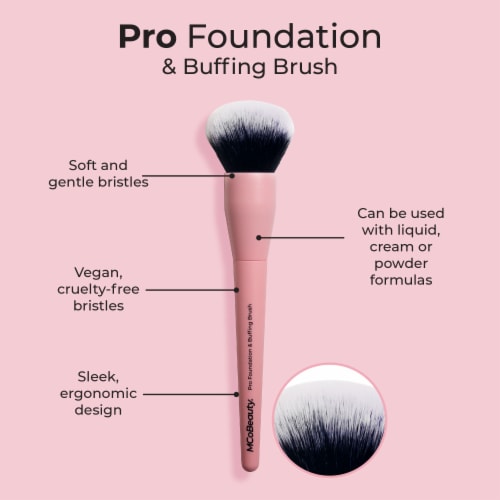 MCoBeauty Pro Liquid + Cream Foundation Buffing Brush Soft + Gentle Bristles Perspective: right
